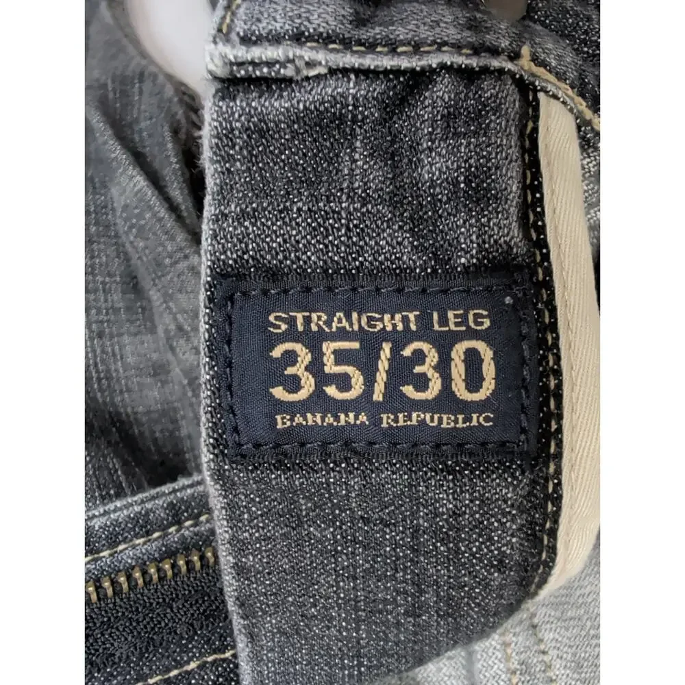 Banana Republic Straight Leg 35 x 30 Men's Denim Jeans Faded Black Wash